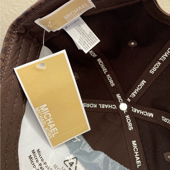 NEW Michael Kors MK Logo Print Baseball Cap Hat Brown NWT - Picture 6 of 8